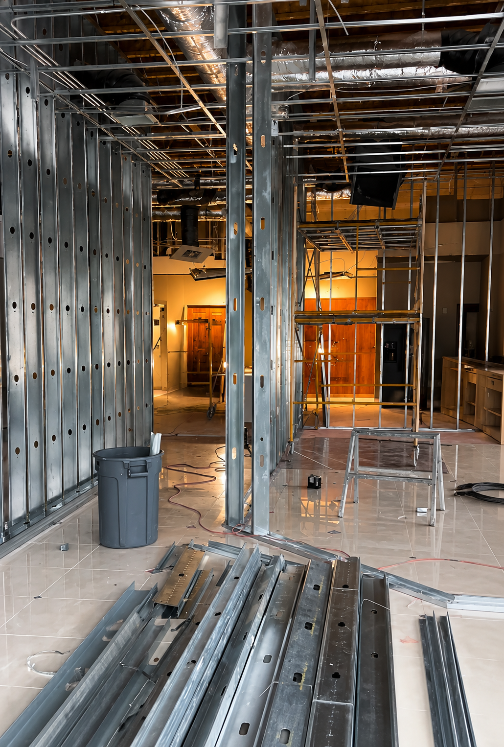 Building construction of TrkHaus Golf Club private Trackman simulator bays Boise Idaho Treasure Valley