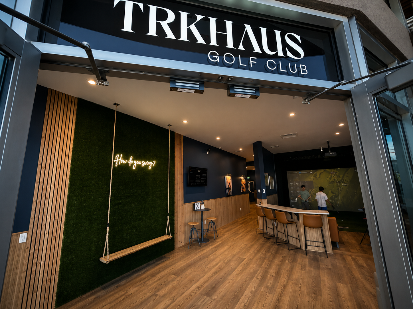 Interior of TrkHaus Golf Club private TrackMan simulator bays Boise Idaho Treasure Valley