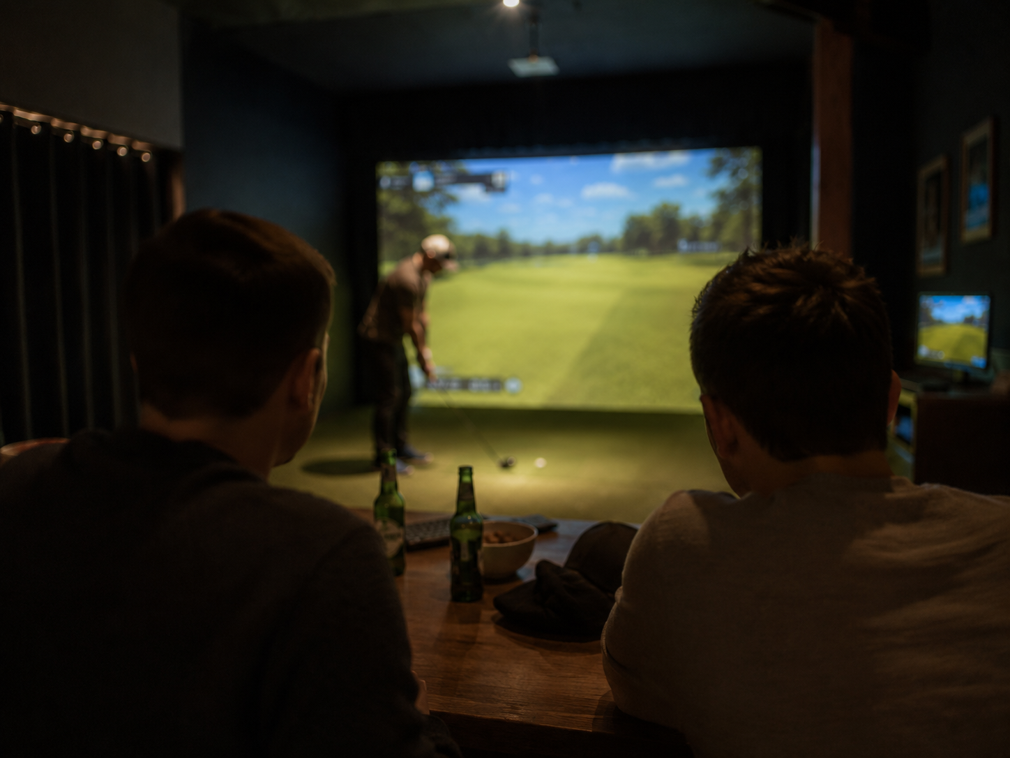 Private Trackman simulator bay at TrkHaus Golf Club Boise Idaho